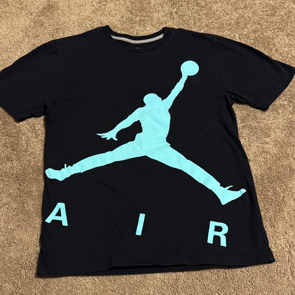 Air Jordan Black and Teal Short Sleeve Tee